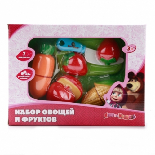 НАБОР ФРУКТОВ И ОВОЩЕЙ "ИГРАЕМ ВМЕСТЕ" "МАША И МЕДВЕДЬ" 6 ПРЕДМ. В КОР. 25*6*18,5 СМ артикул B847982-R