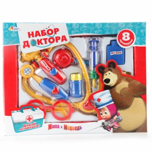 НАБОР ДОКТОР "ИГРАЕМ ВМЕСТЕ" "МАША И МЕДВЕДЬ" В АССОРТ. В РУСС. КОР. 32,5*25,5*4 СМ