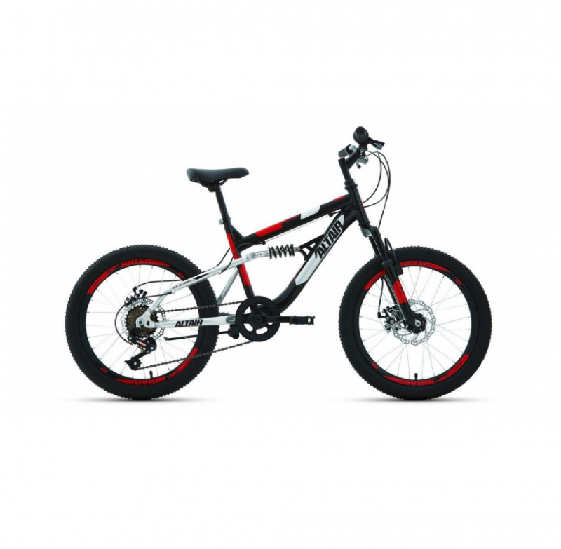Велосипед FORWARD 20 ALTAIR MTB FS DISC ДвухПодвес 6ск, 2019-2020, (рама 14), черный/красный