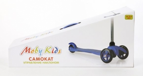 Самокат Moby kids , управление наклоном, звонок, син.
