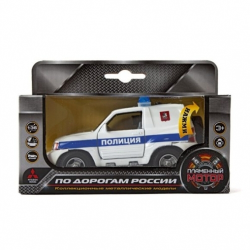 Машина мет. ин. 1:36 Mitsubishi Полиция ДПС, свет, звук, откр.двери, 13 см