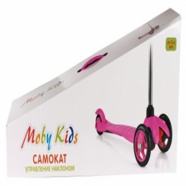 Самокат Moby kids , управление наклоном, звонок, роз.
