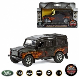 Машина мет. ин. 1:34 Landrover Defender Пламя, свет, звук, откр.двери, 15 см